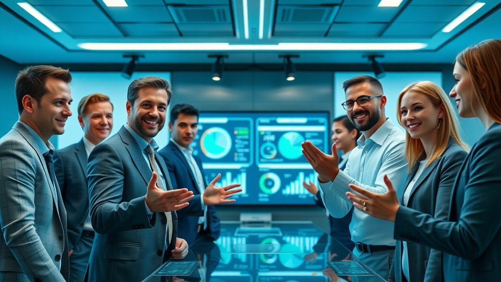 corporate team utilizing AI and data for forward-thinking brand reputation management
