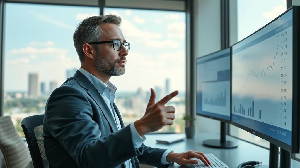 Budget manager analyzing social media ad spend and ROI for Myrtle Beach campaigns