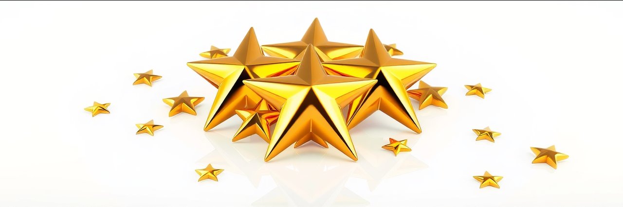 Shiny 3D golden stars representing top digital marketing services in Myrtle Beach SC