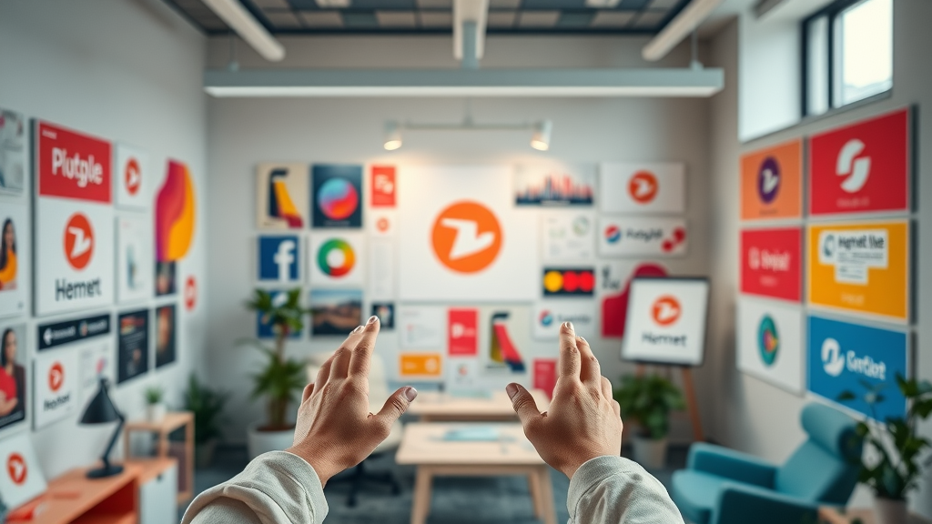 consistent brand visuals for creating a strong brand reputation with unified logos and color palette