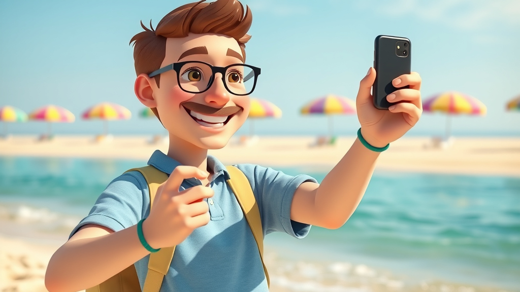 Small business owner creating video content on Myrtle Beach, beach social media marketing in action