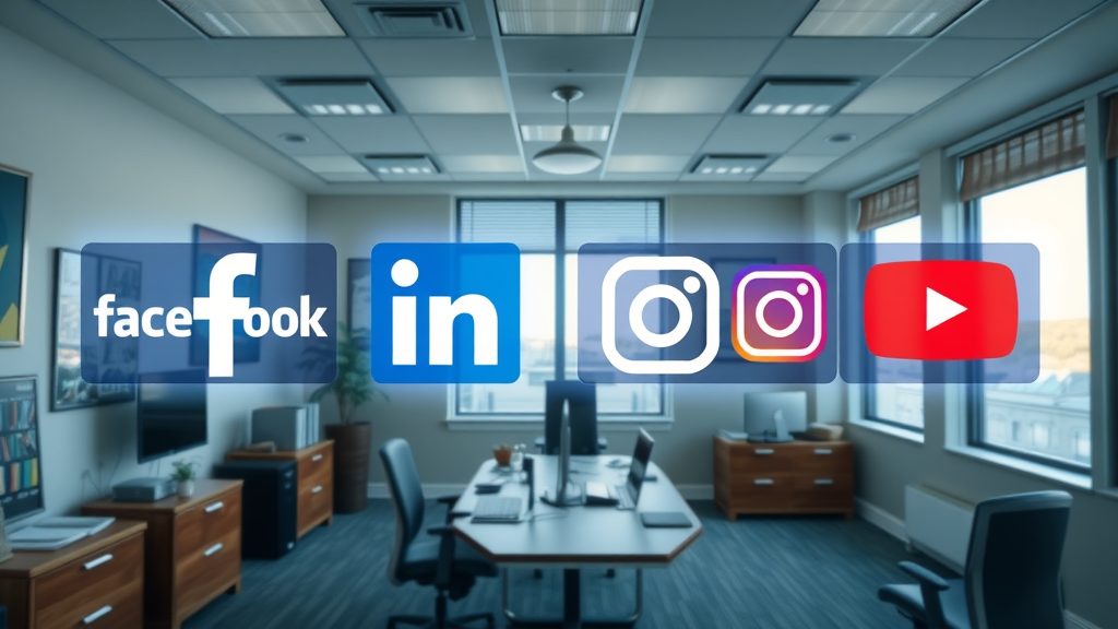Social media platform logos LinkedIn, Facebook, Instagram, YouTube Myrtle Beach law firm