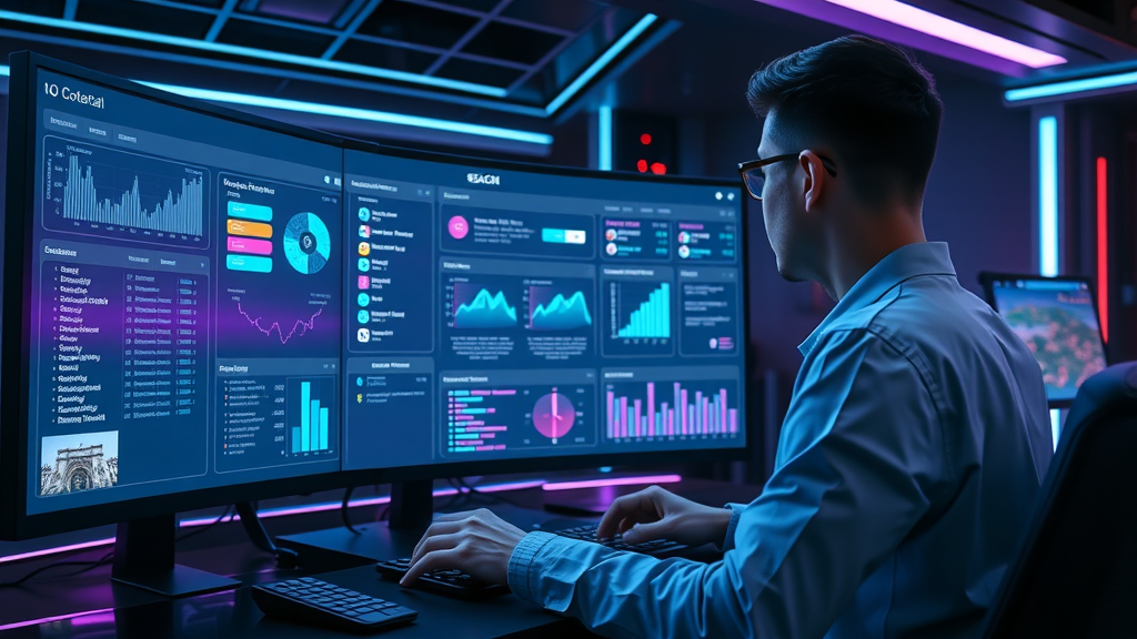 SEO dashboard with Myrtle Beach analytics and researcher analyzing data - search engine optimization Myrtle Beach