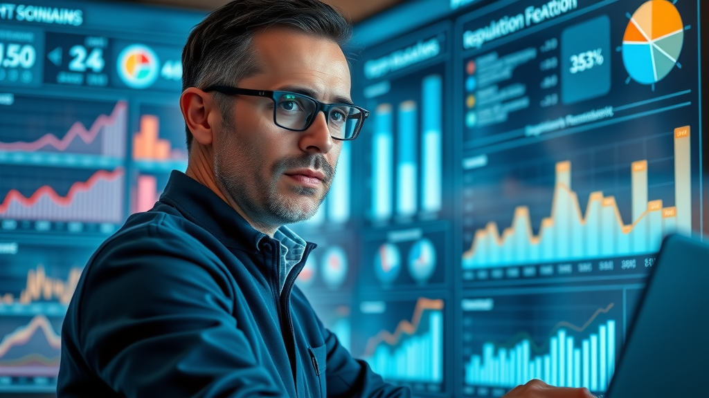 marketing analyst measuring KPIs for effective brand reputation building