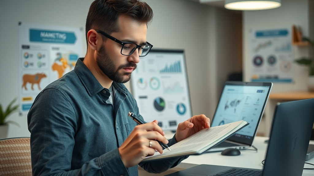 entrepreneur mapping out a digital marketing plan for small business