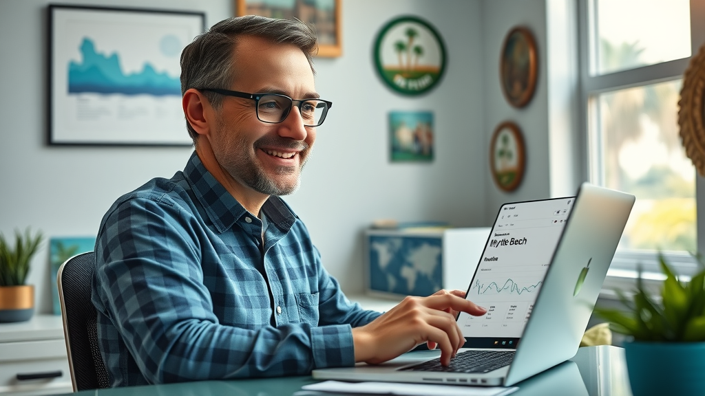 Business owner updating Google Business Profile for Myrtle Beach SEO success