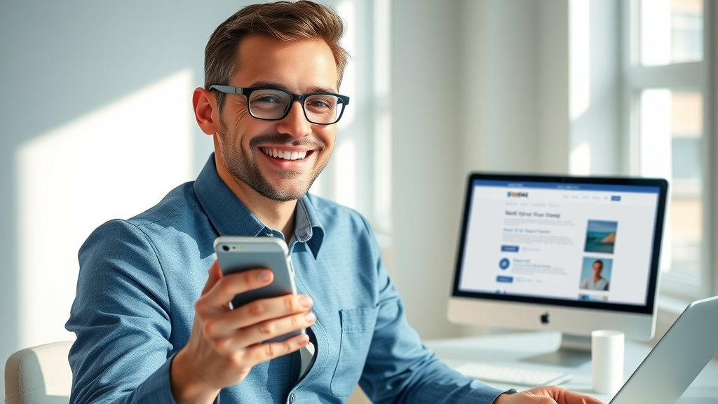Surfside Beach business owner demonstrating optimized mobile-friendly landing page for retargeting