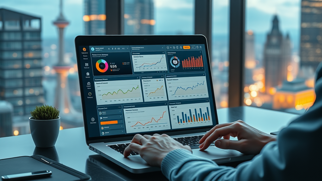technology dashboard on laptop, displaying reputation management tools for Myrtle Beach law firms