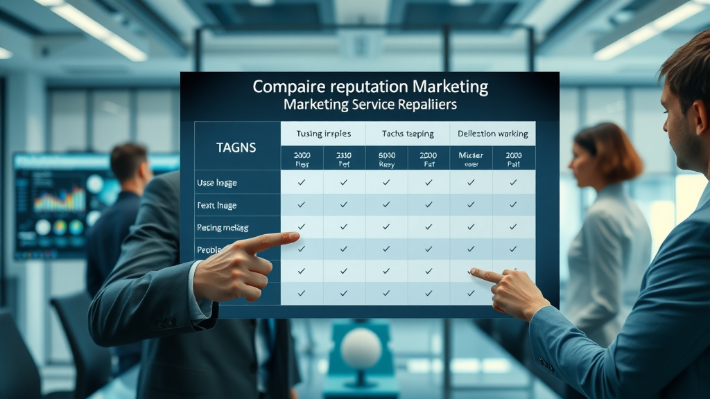 Detailed comparison chart of reputation marketing service providers in Myrtle Beach
