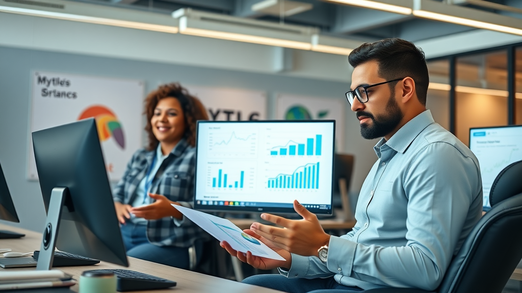 Myrtle Beach SEO business owners reviewing SEO analytics for Myrtle Beach company growth, digital growth trends, SEO company impact, local search engine optimization success.