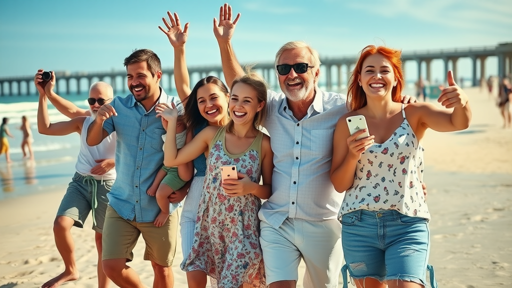 Happy families enjoying Myrtle Beach spots featured in successful social media ad campaigns