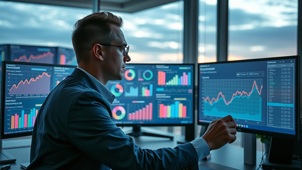 businessperson analyzing Myrtle Beach business marketing results on a digital marketing analytics dashboard