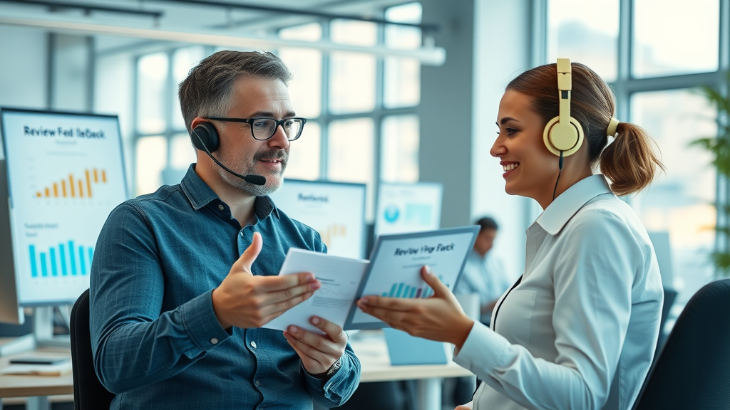 trustworthy customer service team using review response techniques discussing online reviews
