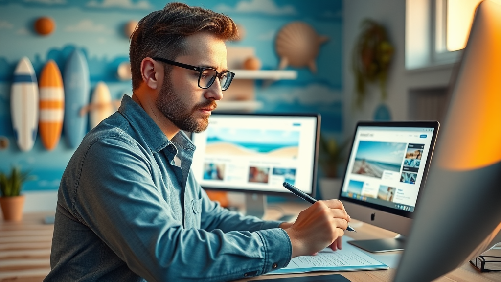 Modern Myrtle Beach web designer crafting beach digital branding website, digital marketing essentials for small businesses