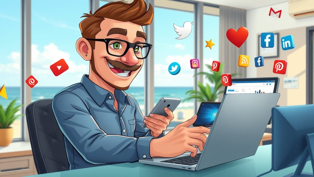 Myrtle Beach business owner managing social media and SEO integration for increased online presence