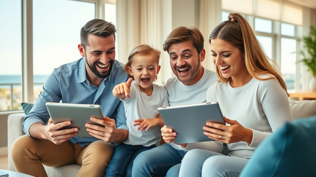 happy family browsing car deals influenced by retargeting Myrtle Beach