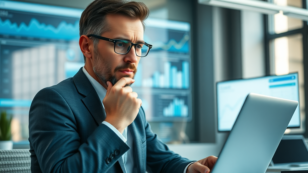 business owner analyzing digital marketing statistics for small businesses