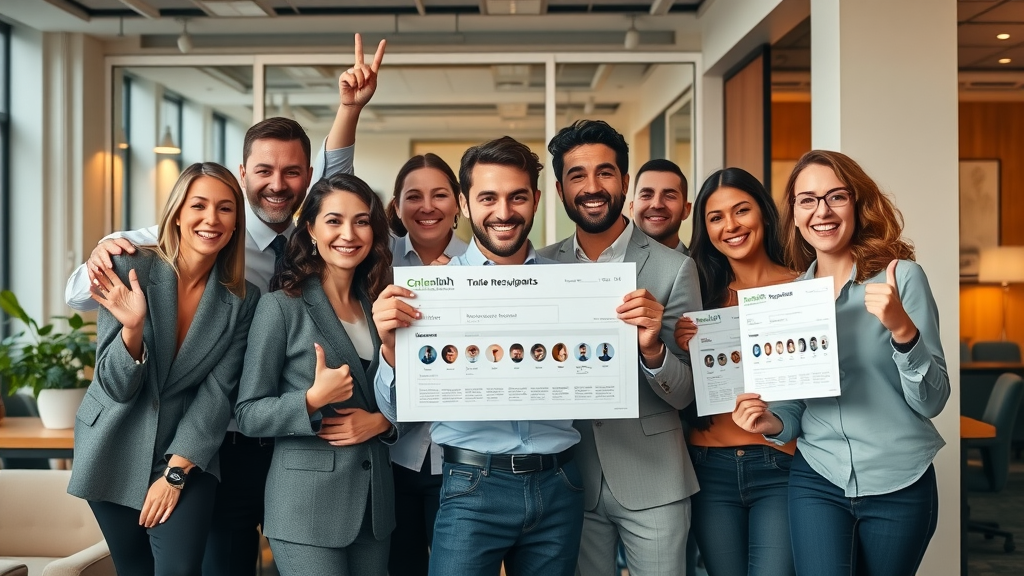 successful business team using review response techniques to improve online reputation