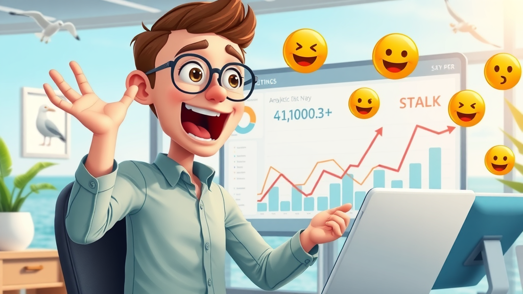 animated analytics dashboard, marketer analyzing upward trending graphs, beach digital marketing, search engine optimization myrtle beach