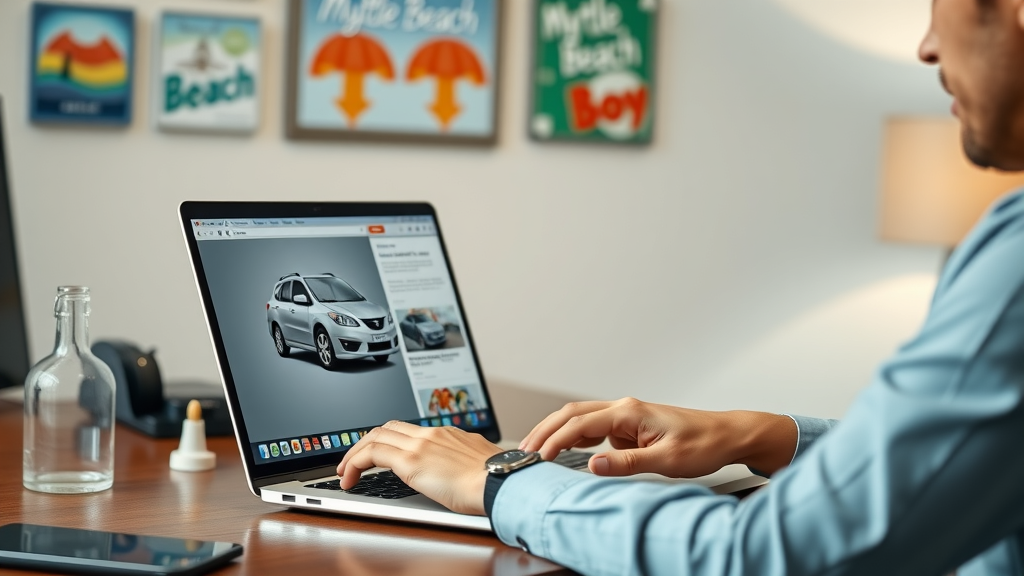 Attractive business website on a laptop being browsed by an engaged user interested in Myrtle Beach digital marketing