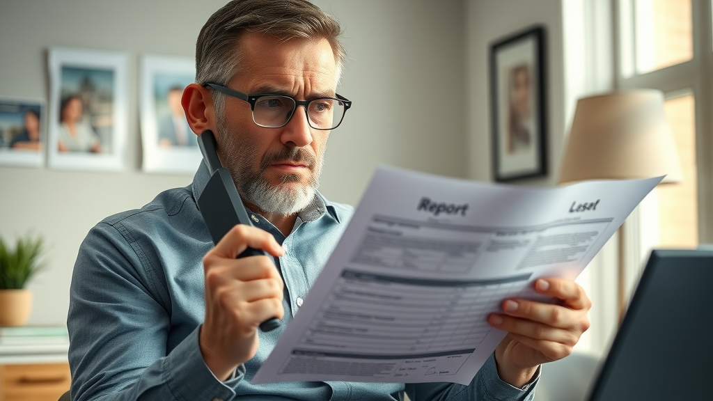 concerned Myrtle Beach business owner reviewing phone call logs and revenue report