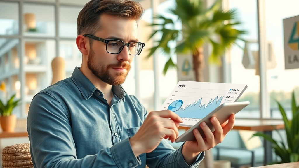 forward-thinking small business owner in Myrtle Beach reviewing a success graph for Voice AI automation