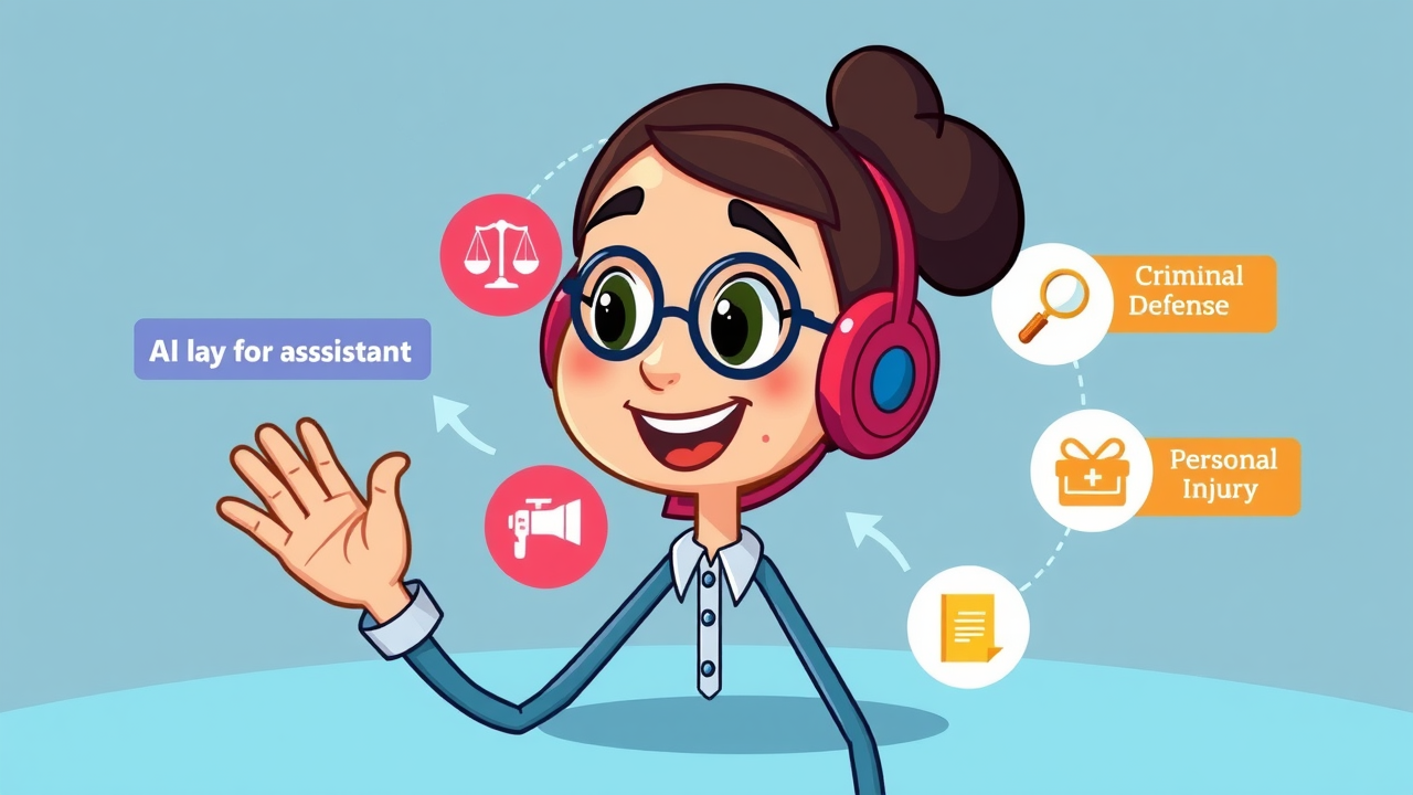 AI assistant infographic for family law, criminal defense, personal injury