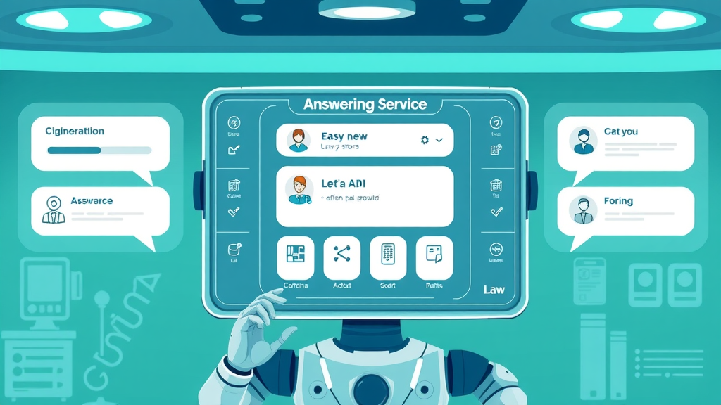 Modern AI answering service interface for Myrtle Beach law firm, displaying clear and approachable menu options with friendly digital dashboard.