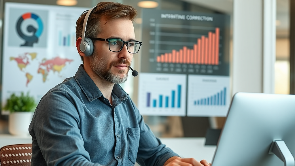 Local Myrtle Beach business owner analyzing AI receptionist cost-saving charts and ROI, AI receptionist for Myrtle Beach small businesses