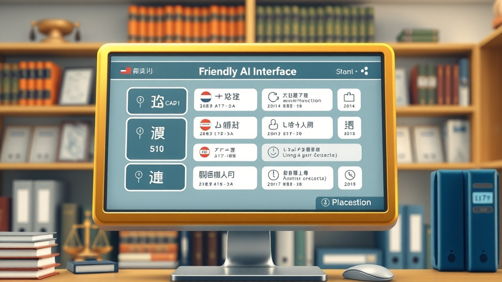 AI interface with multilingual options and legal prompts, law office setting, voice AI receptionist customization